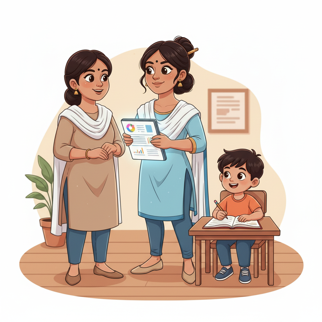 Parent portal — track child progress, bedtime lock, WhatsApp reports